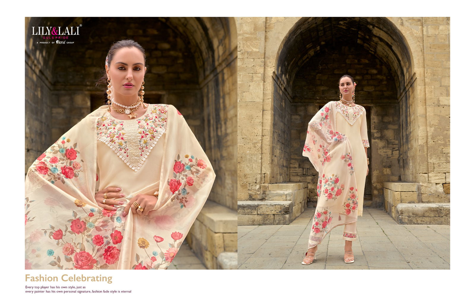 Mahra By Lily And Lali Embroidery Hand Work Designer Kurti With Bottom Dupatta Wholesalers In Delhi